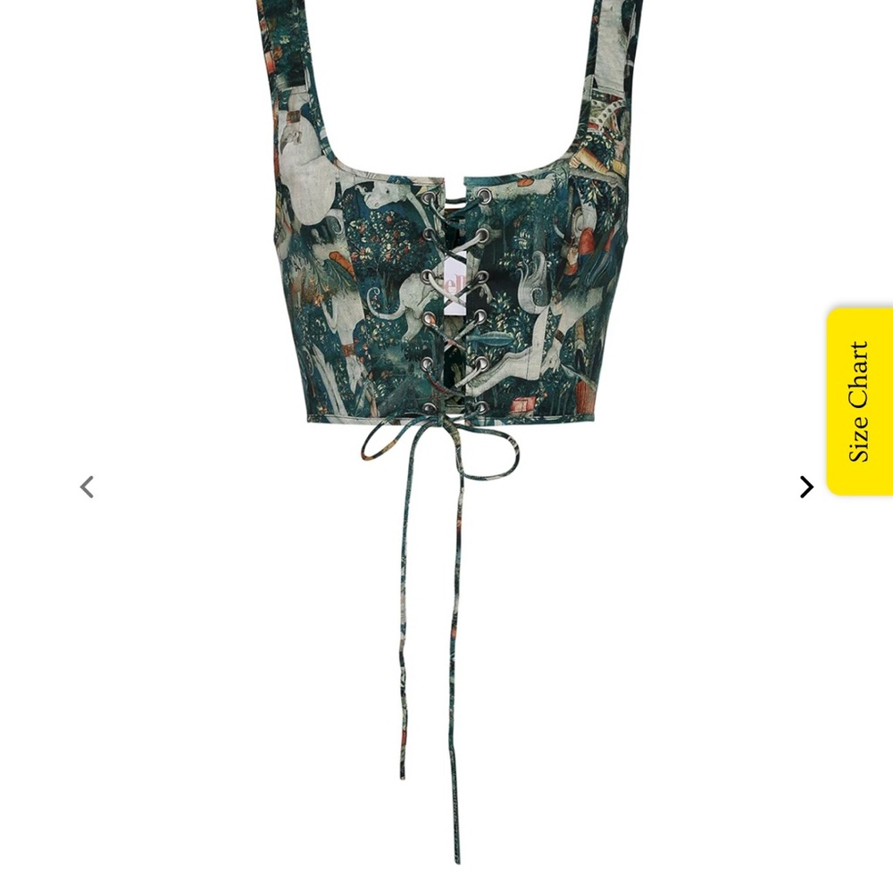 Selkie Forest Print Lace-Up corset top